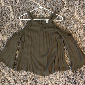 Green Open Off Shoulder top